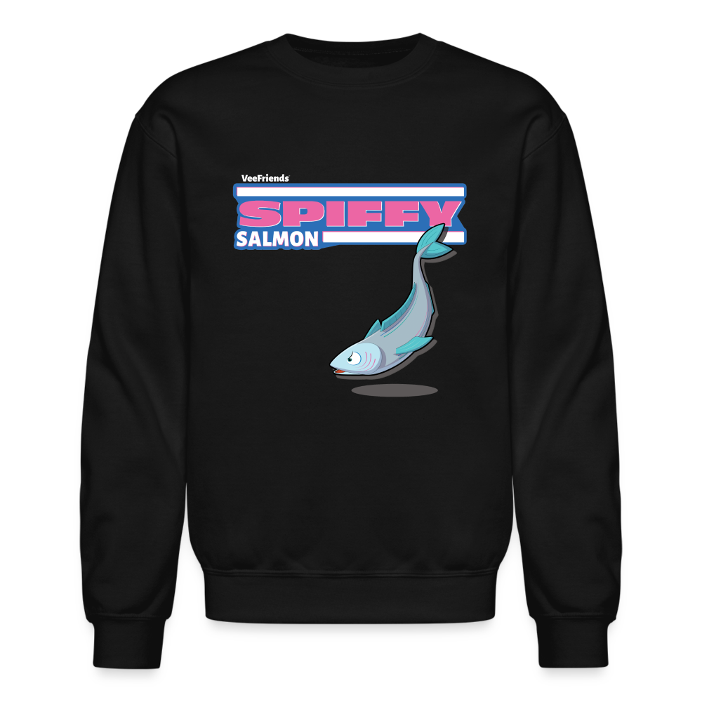 Spiffy Salmon Character Comfort Adult Crewneck Sweatshirt - black