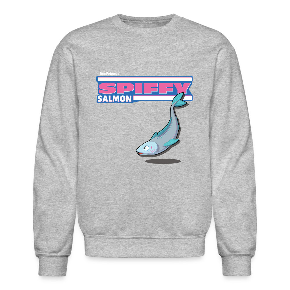 Spiffy Salmon Character Comfort Adult Crewneck Sweatshirt - heather gray