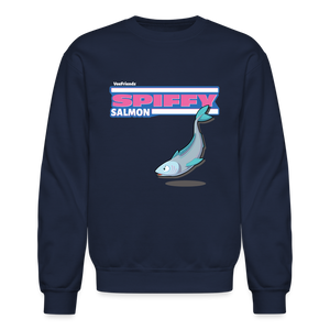 Spiffy Salmon Character Comfort Adult Crewneck Sweatshirt - navy