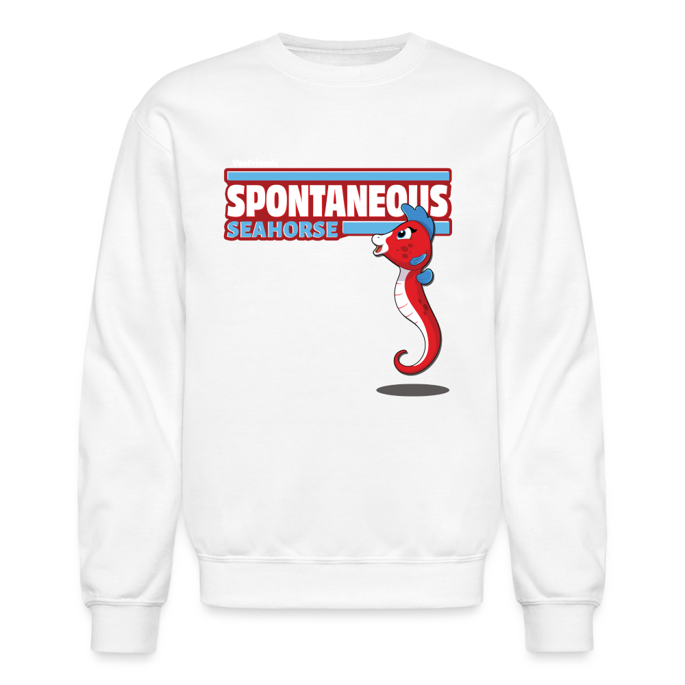 Spontaneous Seahorse Character Comfort Adult Crewneck Sweatshirt - white