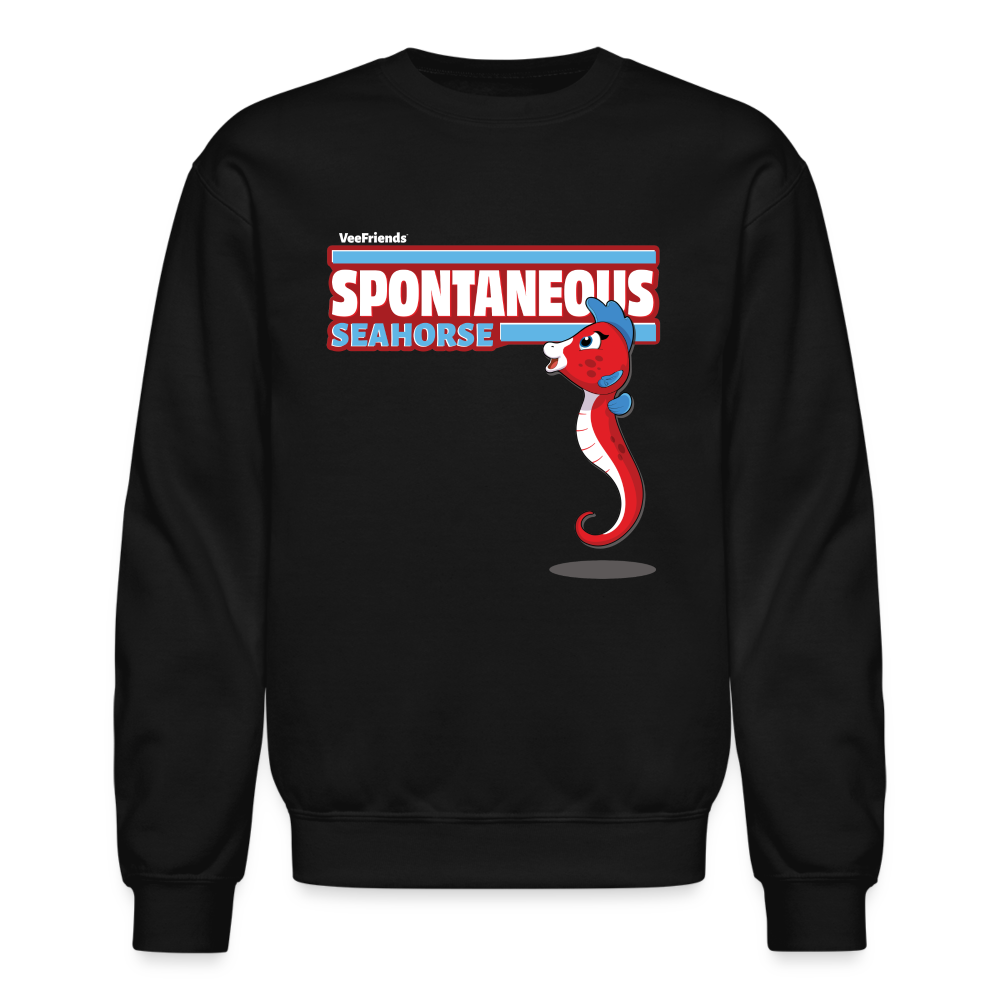 Spontaneous Seahorse Character Comfort Adult Crewneck Sweatshirt - black