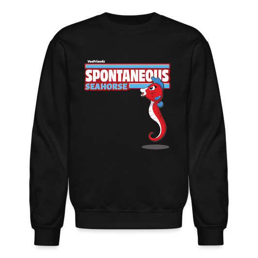 Spontaneous Seahorse Character Comfort Adult Crewneck Sweatshirt - black