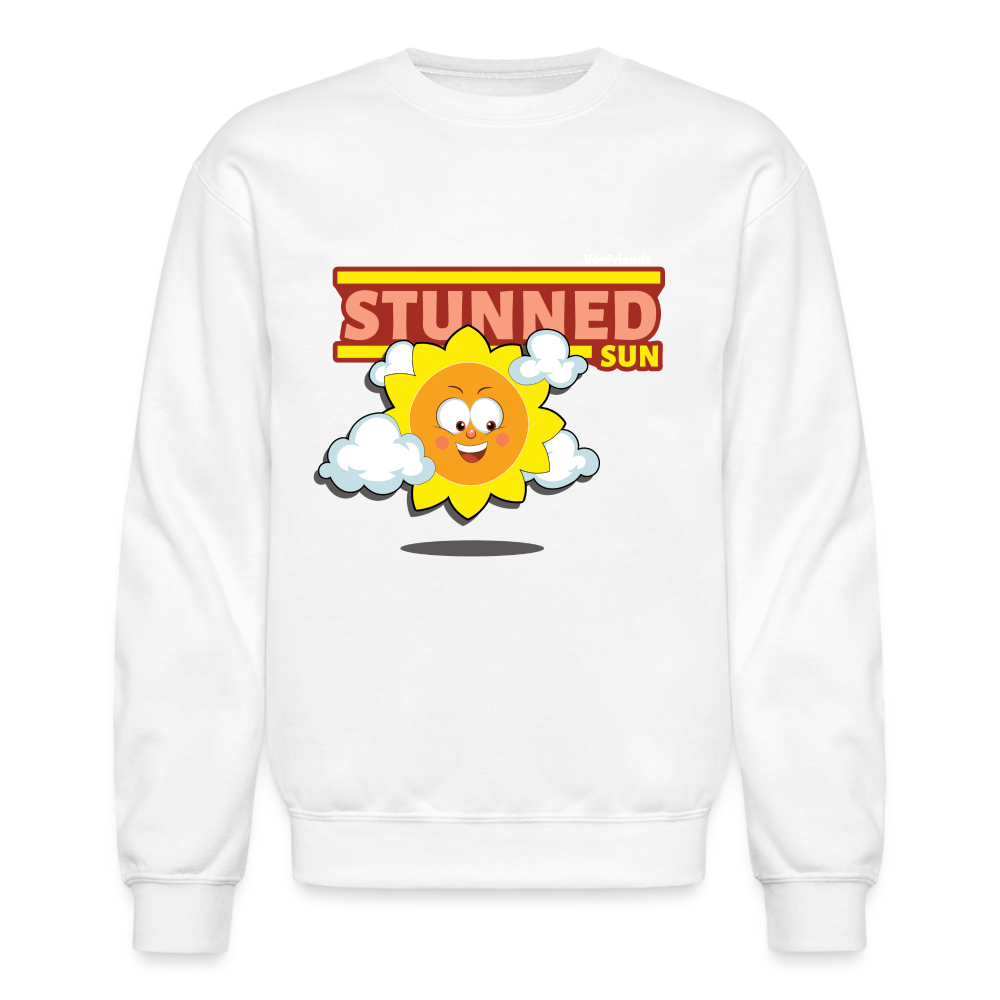 Stunned Sun Character Comfort Adult Crewneck Sweatshirt - white