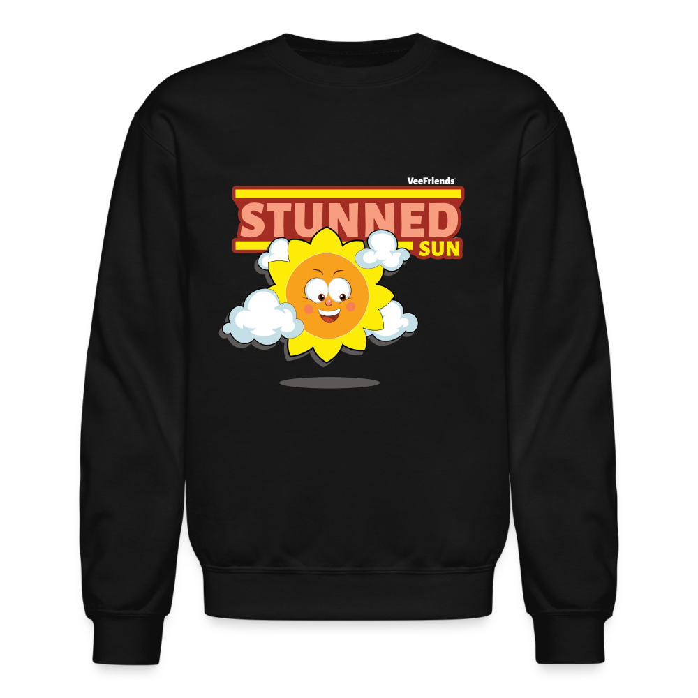 Stunned Sun Character Comfort Adult Crewneck Sweatshirt - black