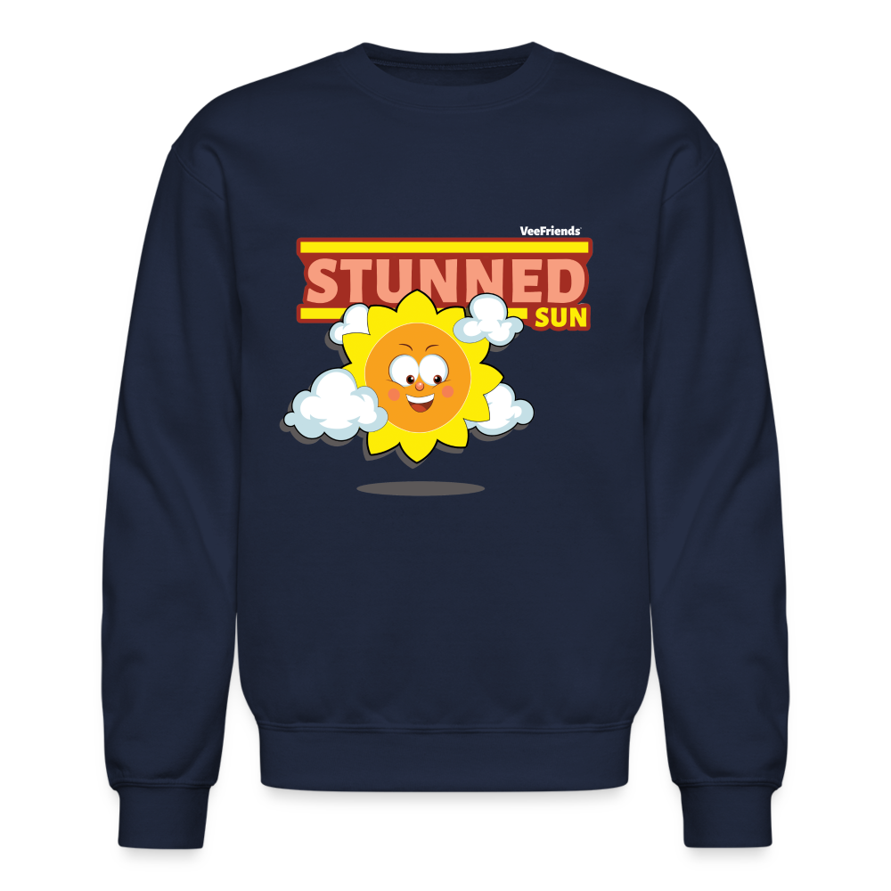 Stunned Sun Character Comfort Adult Crewneck Sweatshirt - navy