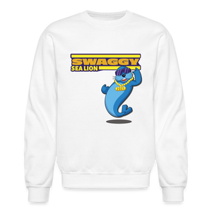 Swaggy Sea Lion Character Comfort Adult Crewneck Sweatshirt - white