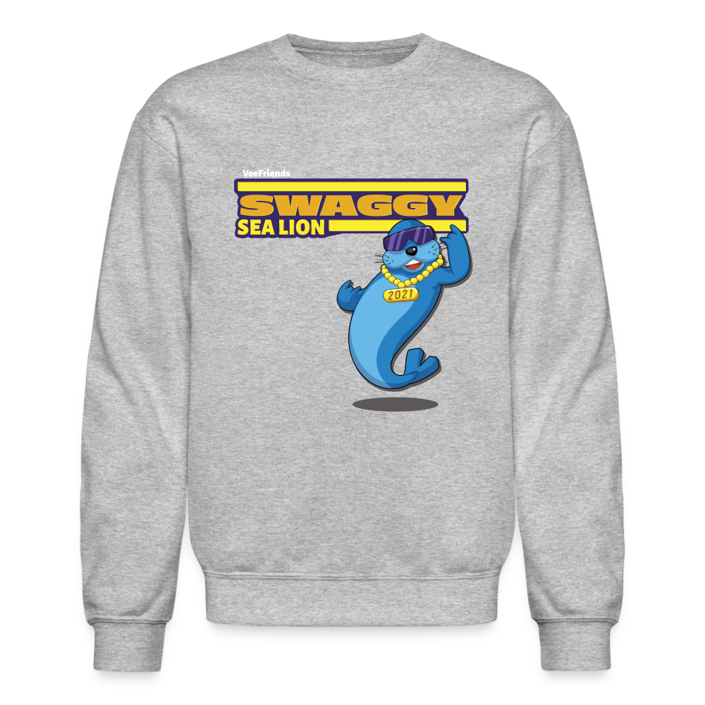 Swaggy Sea Lion Character Comfort Adult Crewneck Sweatshirt - heather gray