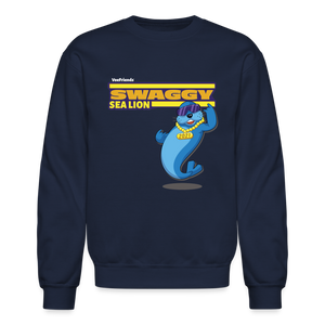 Swaggy Sea Lion Character Comfort Adult Crewneck Sweatshirt - navy