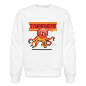 Sympathetic Squid Character Comfort Adult Crewneck Sweatshirt - white