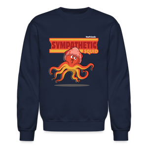Sympathetic Squid Character Comfort Adult Crewneck Sweatshirt - navy