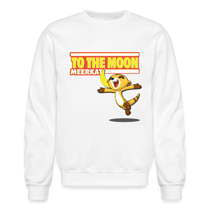 To The Moon Meerkat Character Comfort Adult Crewneck Sweatshirt - white