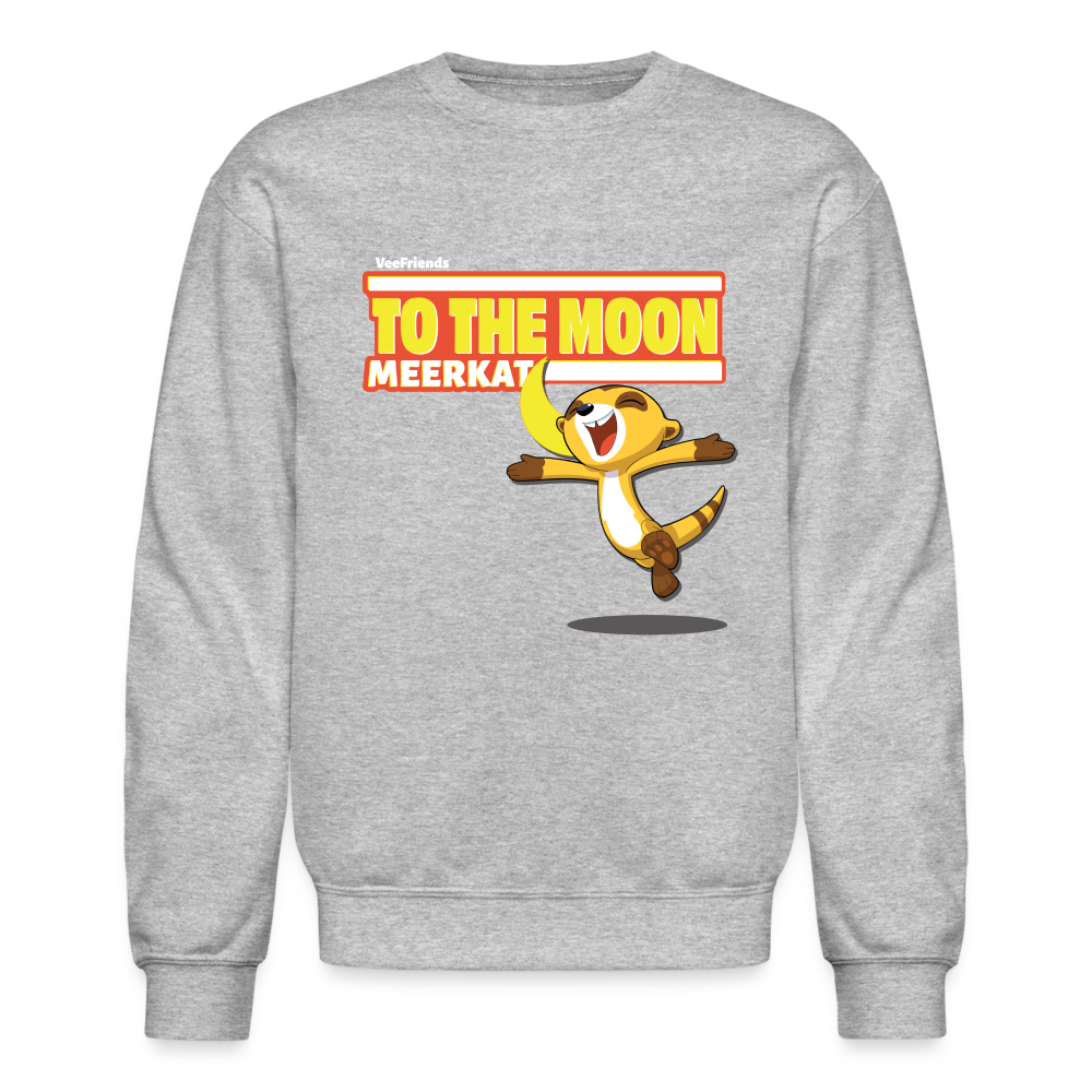 To The Moon Meerkat Character Comfort Adult Crewneck Sweatshirt - heather gray