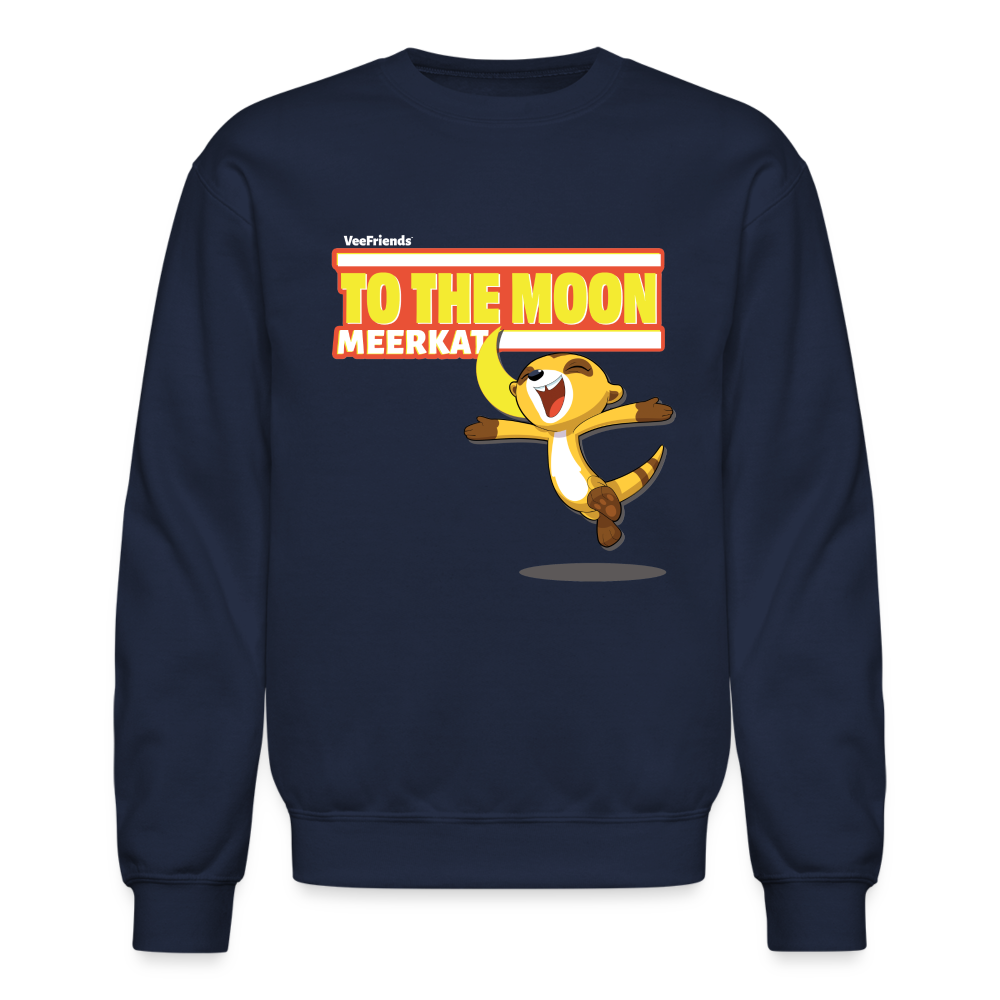 To The Moon Meerkat Character Comfort Adult Crewneck Sweatshirt - navy