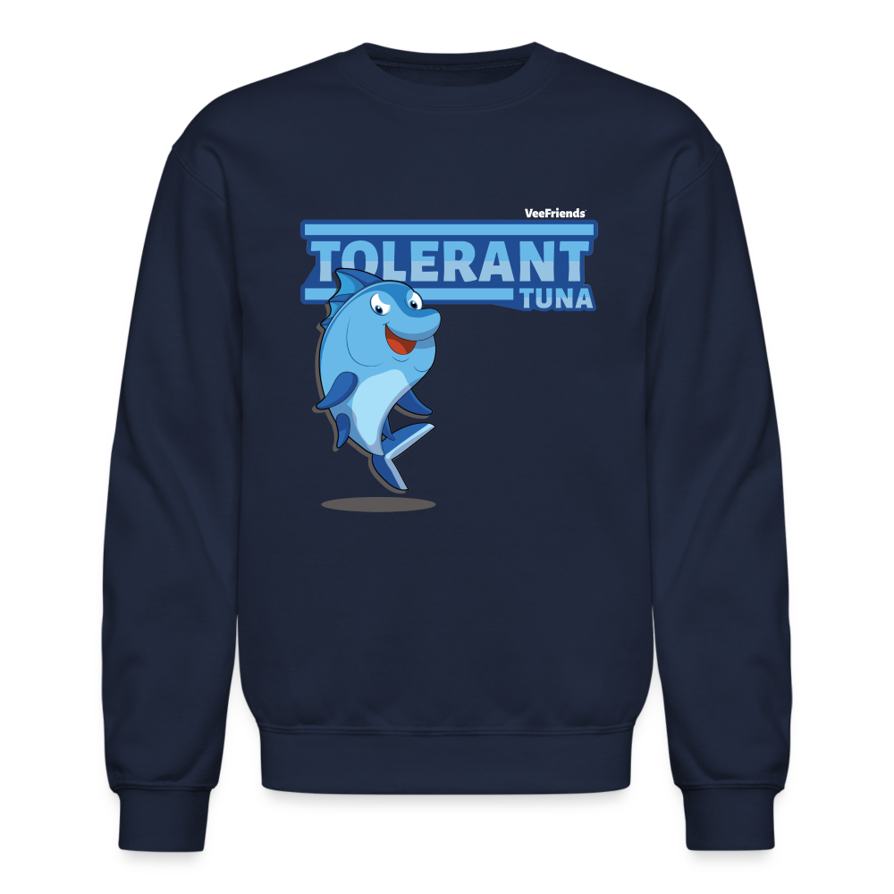 Tolerant Tuna Character Comfort Adult Crewneck Sweatshirt - navy