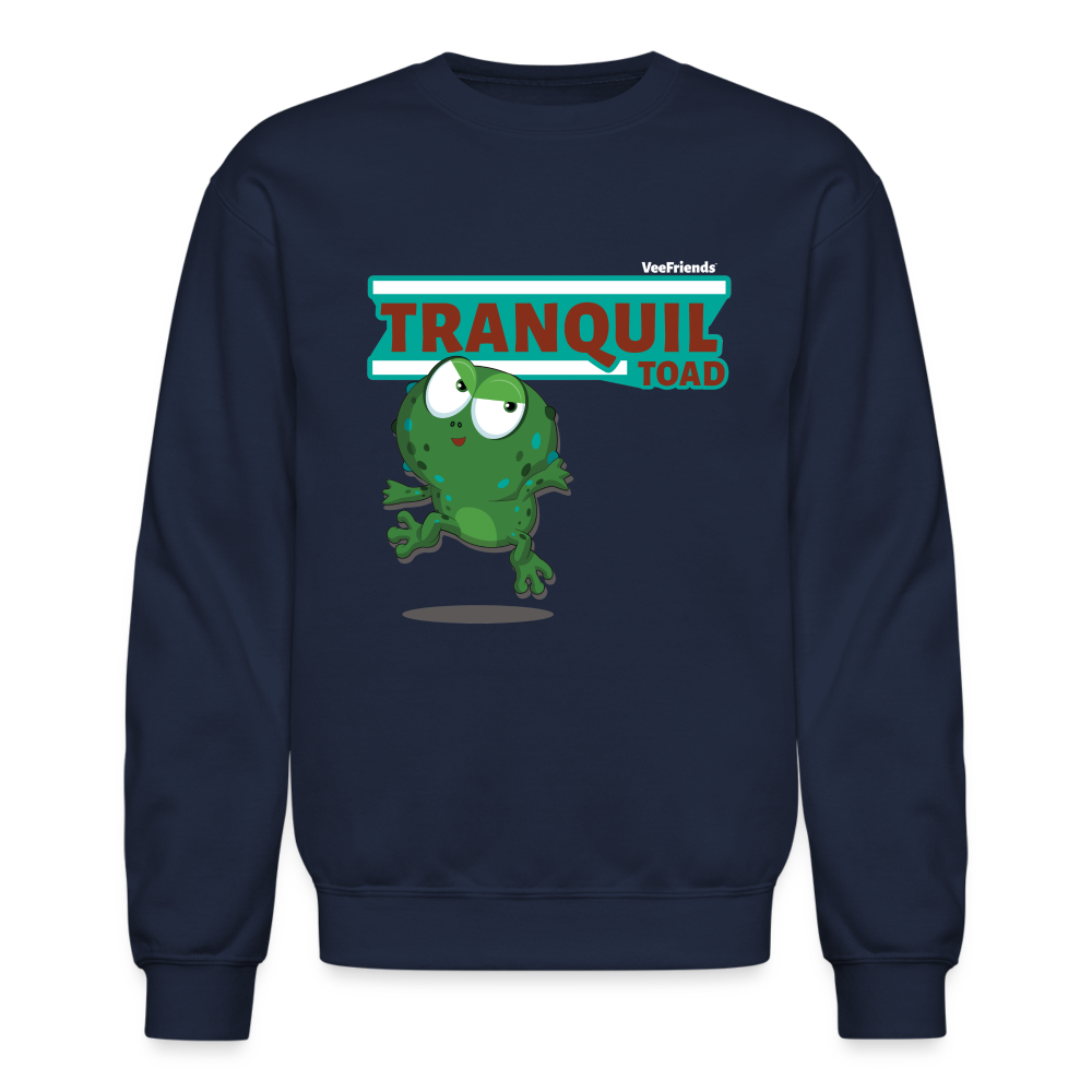 Tranquil Toad Character Comfort Adult Crewneck Sweatshirt - navy