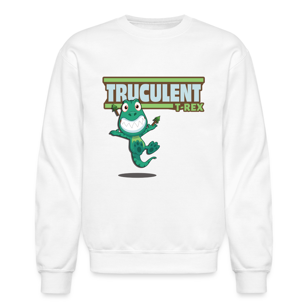 Truculent T-Rex Character Comfort Adult Crewneck Sweatshirt - white