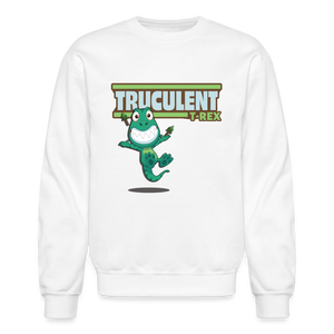 Truculent T-Rex Character Comfort Adult Crewneck Sweatshirt - white