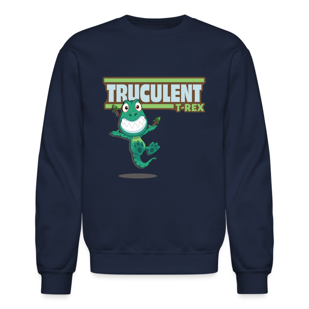 Truculent T-Rex Character Comfort Adult Crewneck Sweatshirt - navy