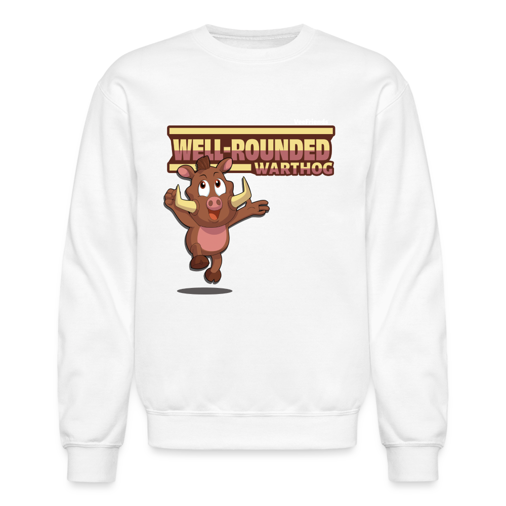 Well-Rounded Warthog Character Comfort Adult Crewneck Sweatshirt - white