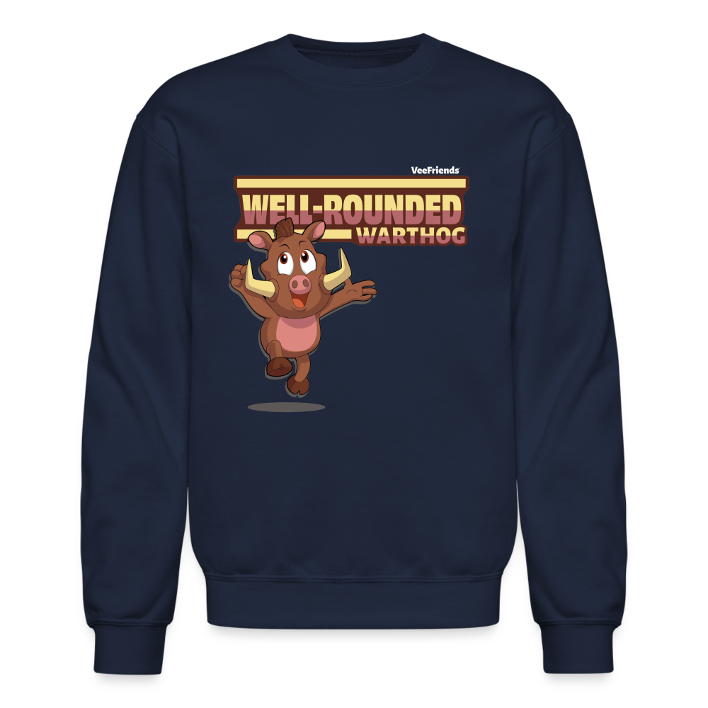 Well-Rounded Warthog Character Comfort Adult Crewneck Sweatshirt - navy