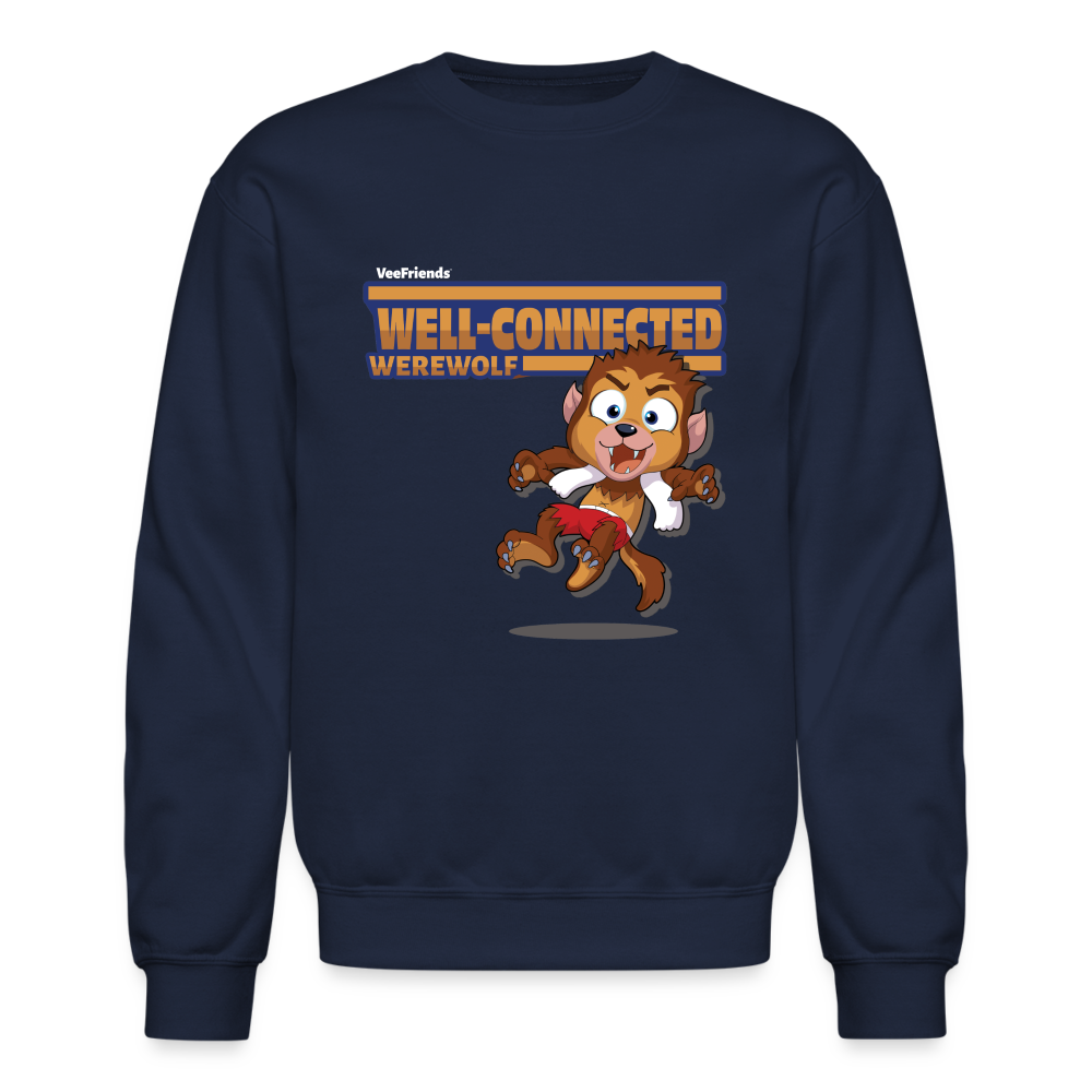 Well-Connected Werewolf Character Comfort Adult Crewneck Sweatshirt - navy