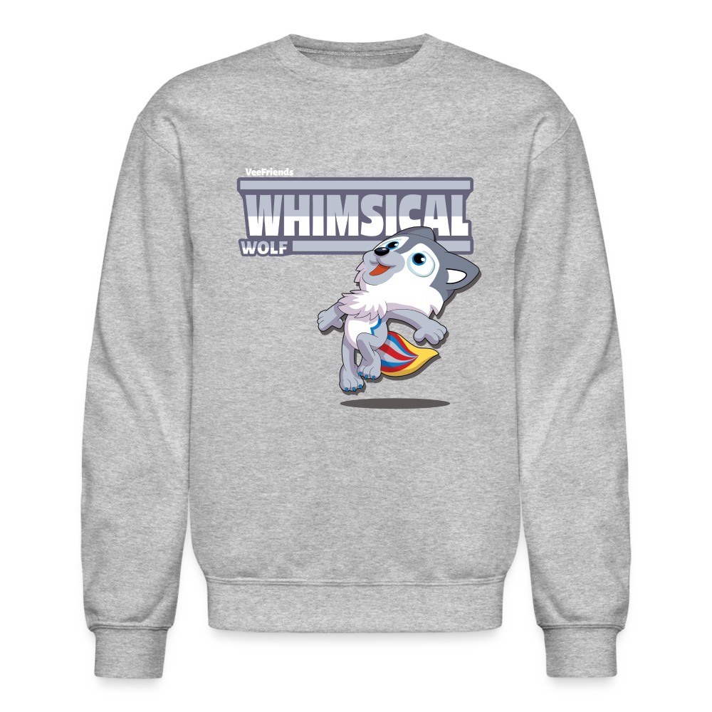 Whimsical Wolf Character Comfort Adult Crewneck Sweatshirt - heather gray