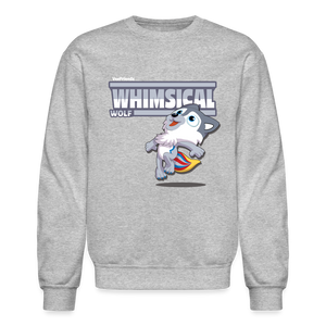 Whimsical Wolf Character Comfort Adult Crewneck Sweatshirt - heather gray
