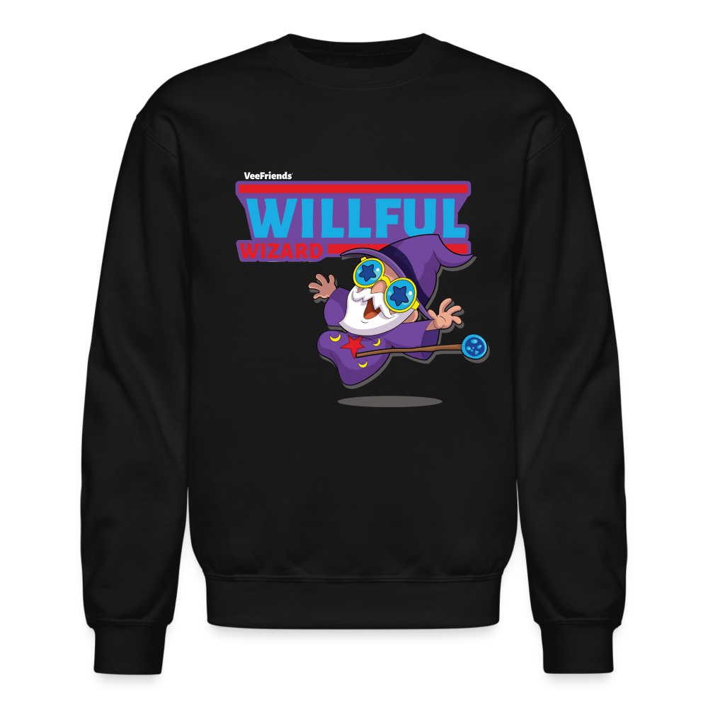 Willful Wizard Character Comfort Adult Crewneck Sweatshirt - black