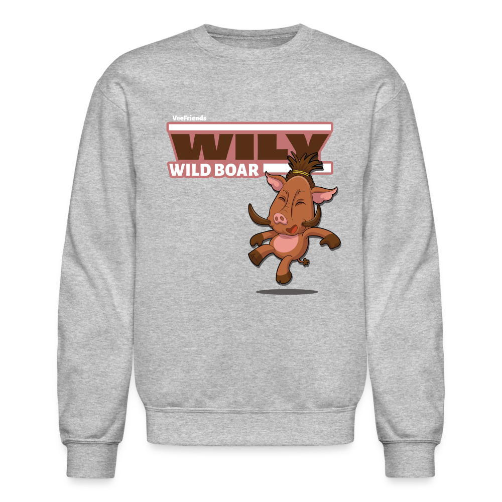 Wily Wild Boar Character Comfort Adult Crewneck Sweatshirt - heather gray