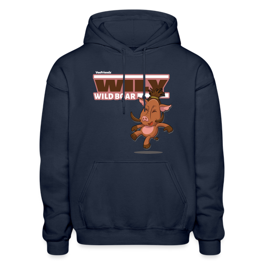 Wily Wild Boar Character Comfort Adult Hoodie - navy