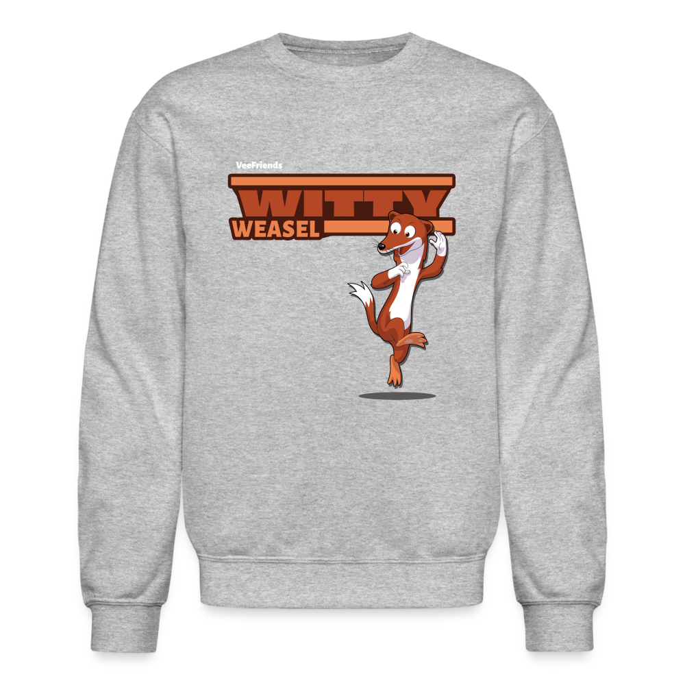 Witty Weasel Character Comfort Adult Crewneck Sweatshirt - heather gray