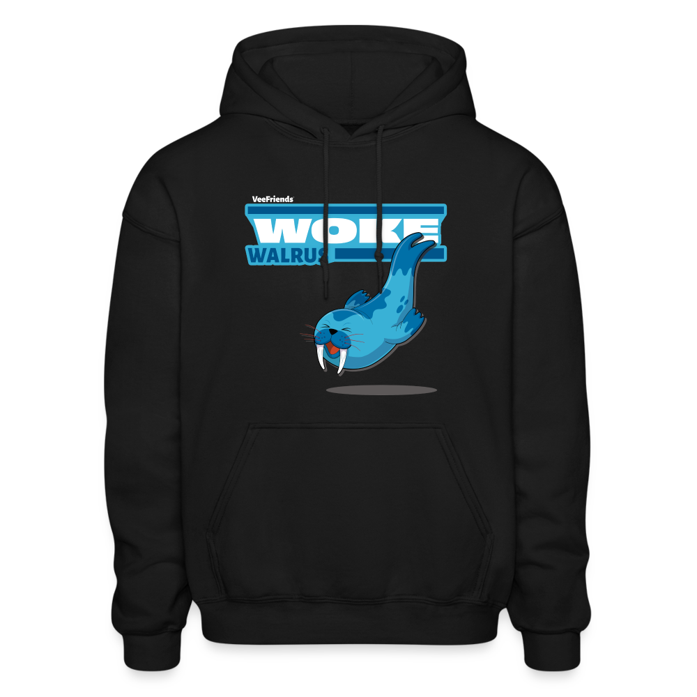 Woke Walrus Character Comfort Adult Hoodie - black