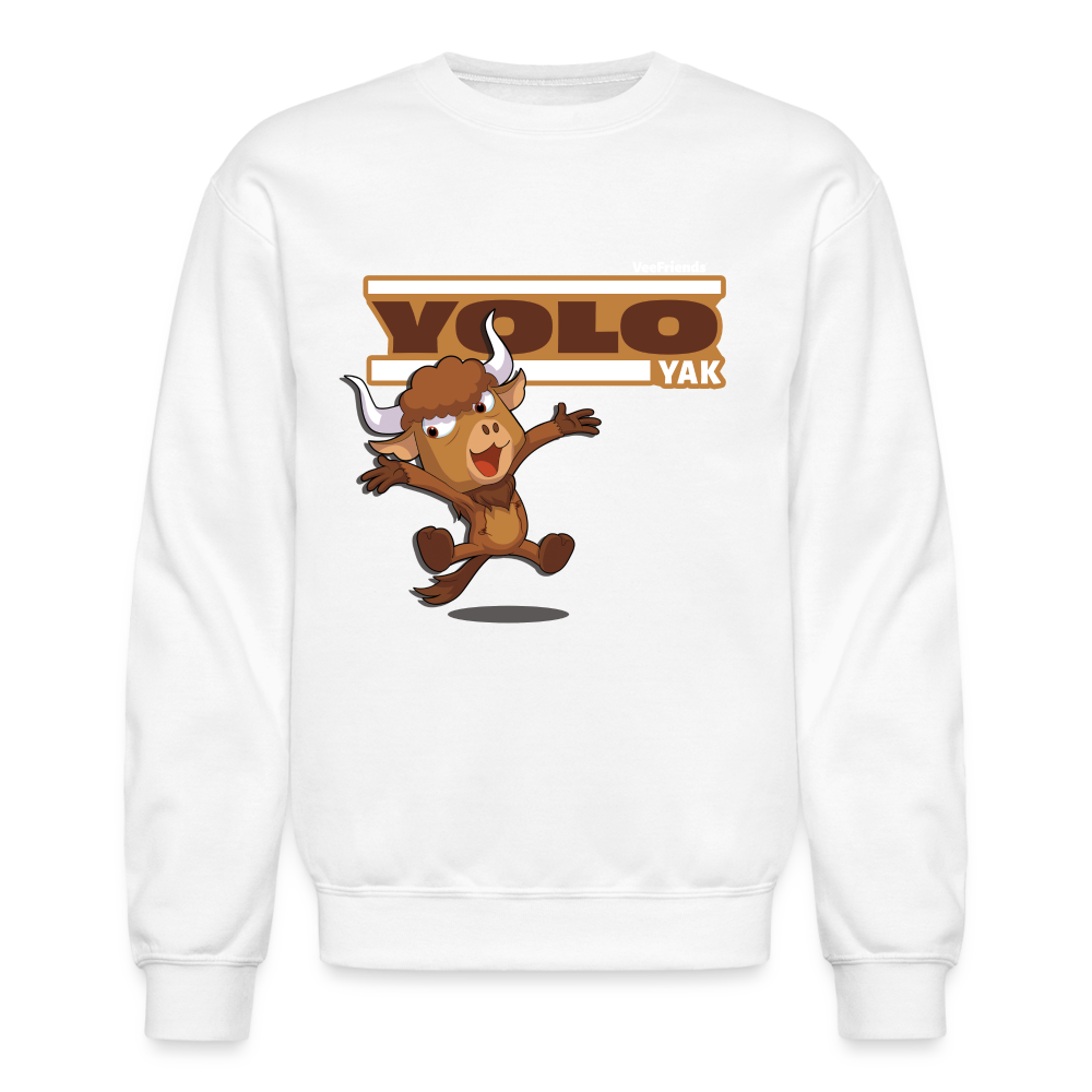 Yolo Yak Character Comfort Adult Crewneck Sweatshirt - white
