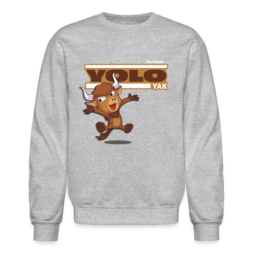 Yolo Yak Character Comfort Adult Crewneck Sweatshirt - heather gray