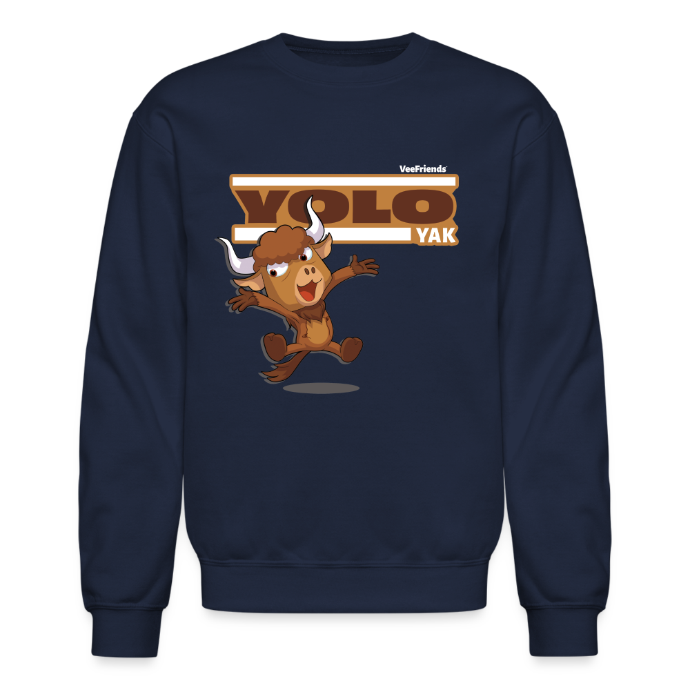 Yolo Yak Character Comfort Adult Crewneck Sweatshirt - navy