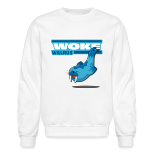 Woke Walrus Character Comfort Adult Crewneck Sweatshirt - white