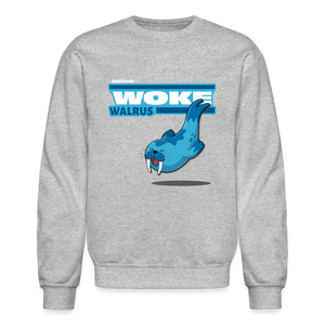 Woke Walrus Character Comfort Adult Crewneck Sweatshirt - heather gray