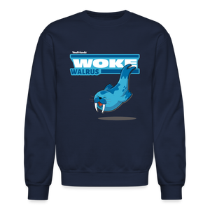 Woke Walrus Character Comfort Adult Crewneck Sweatshirt - navy