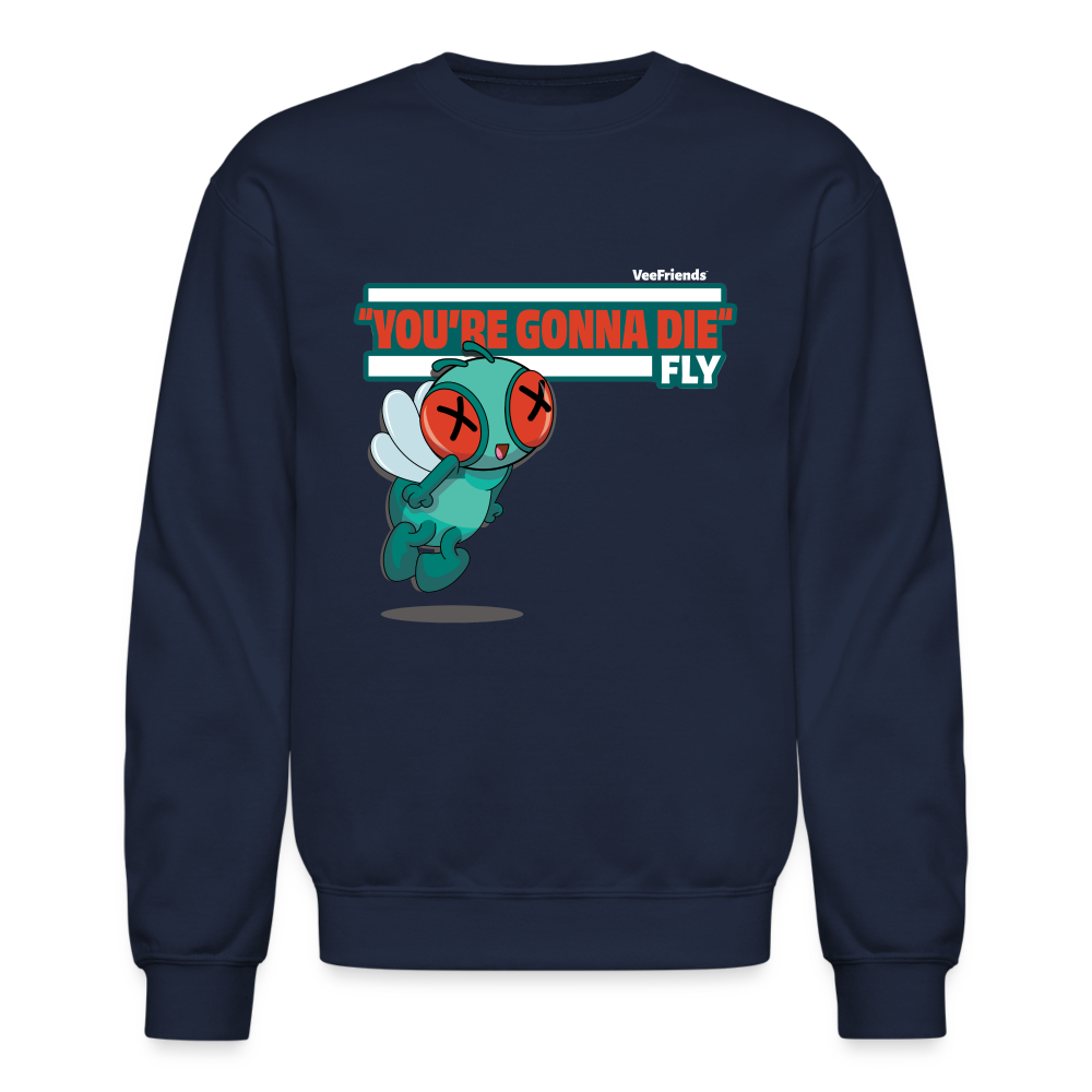 
            
                Load image into Gallery viewer, &amp;quot;You’re Gonna Die&amp;quot; Fly Character Comfort Adult Crewneck Sweatshirt - navy
            
        