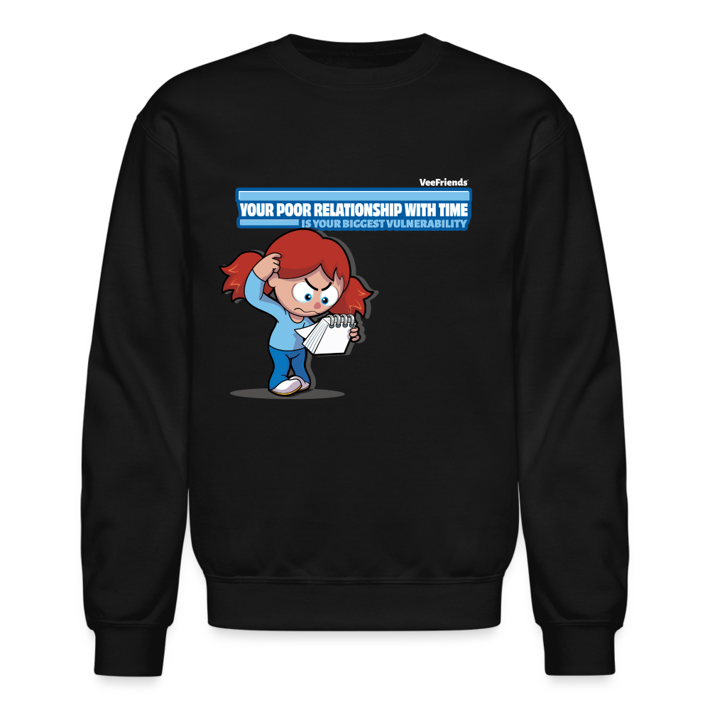 
            
                Load image into Gallery viewer, Your Poor Relationship With Time Is Your Biggest Vulnerability Character Comfort Adult Crewneck Sweatshirt - black
            
        