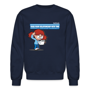 
            
                Load image into Gallery viewer, Your Poor Relationship With Time Is Your Biggest Vulnerability Character Comfort Adult Crewneck Sweatshirt - navy
            
        