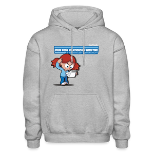 
            
                Load image into Gallery viewer, Your Poor Relationship With Time Is Your Biggest Vulnerability Character Comfort Adult Hoodie - heather gray
            
        