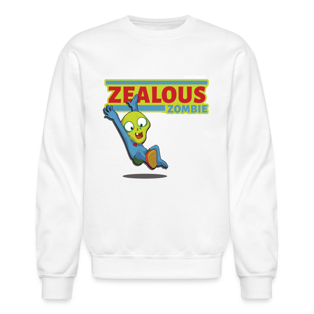 Zealous Zombie Character Comfort Adult Crewneck Sweatshirt - white