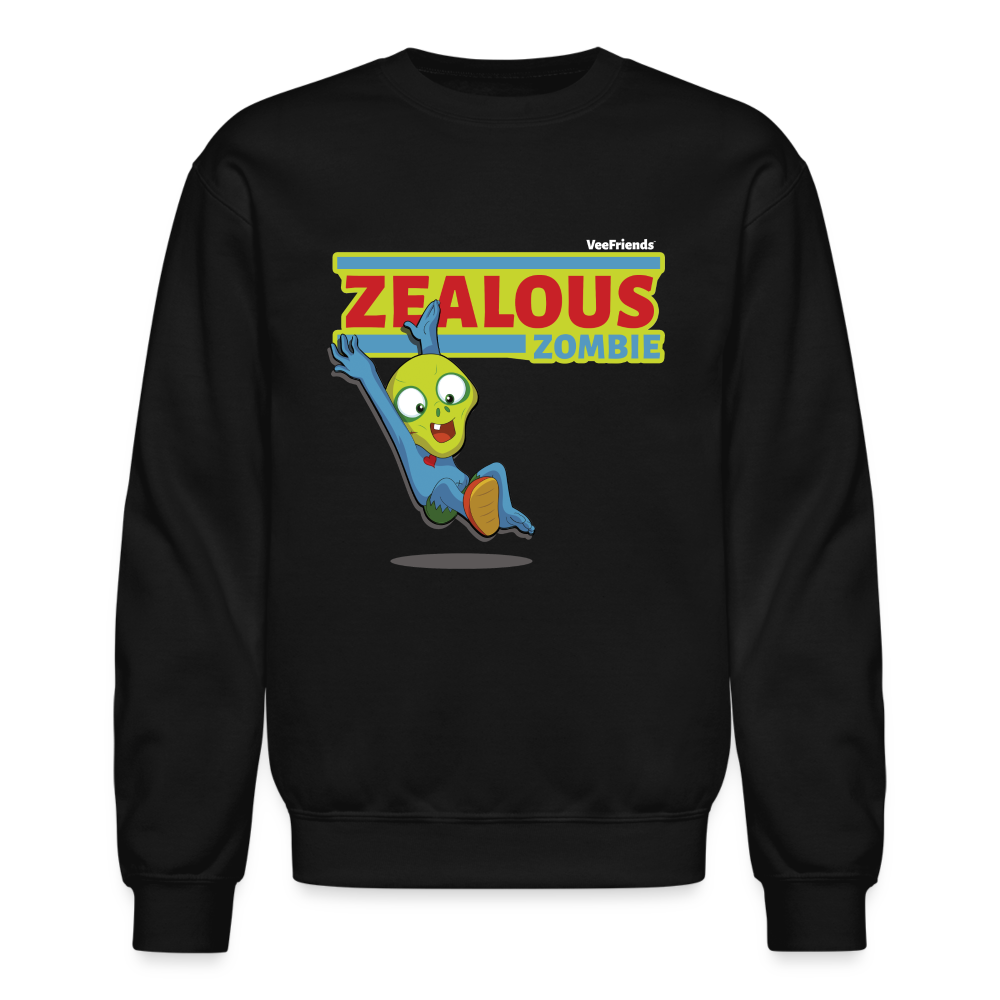 Zealous Zombie Character Comfort Adult Crewneck Sweatshirt - black