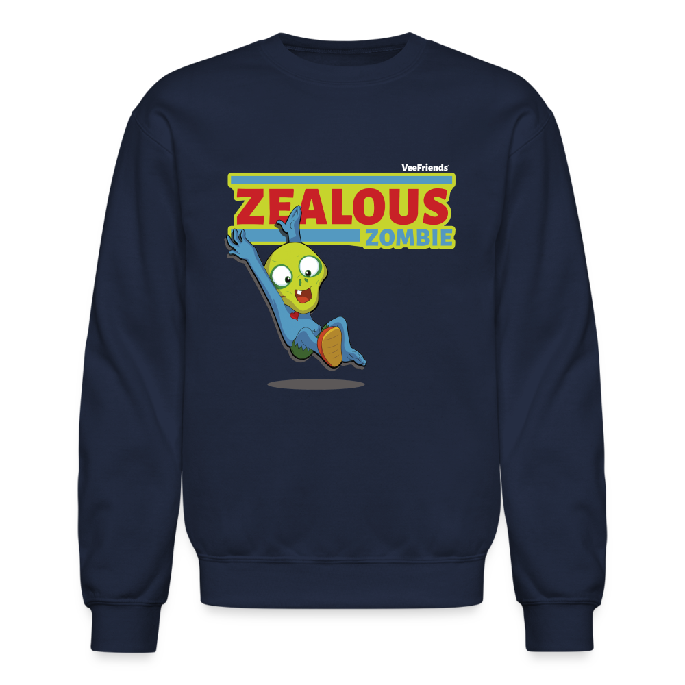 Zealous Zombie Character Comfort Adult Crewneck Sweatshirt - navy