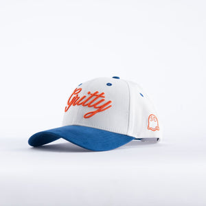 "Gritty" Ghost Cap in Two-Toned Spotlight White with Sapphire