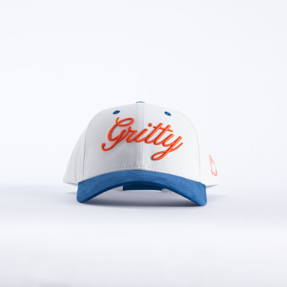 "Gritty" Ghost Cap in Two-Toned Spotlight White with Sapphire