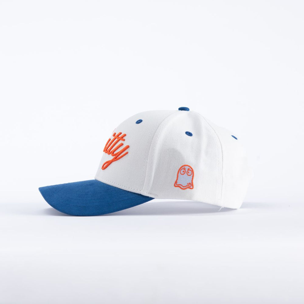 "Gritty" Ghost Cap in Two-Toned Spotlight White with Sapphire