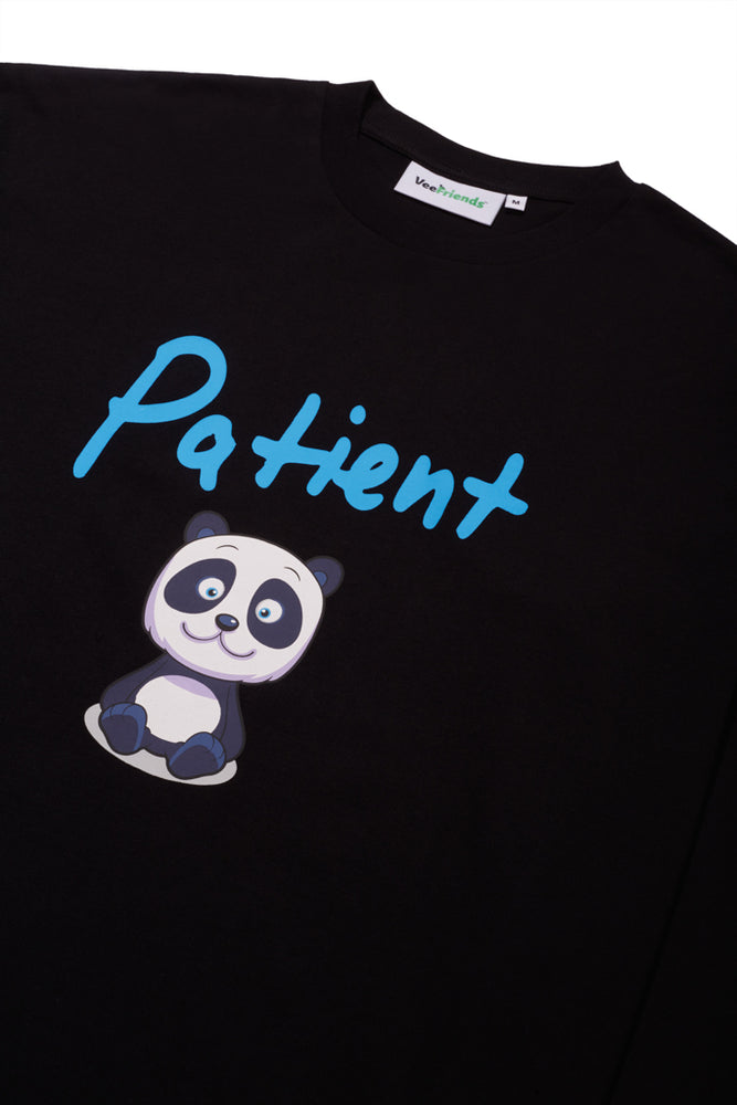 Patient Panda Long Sleeve Tee Black